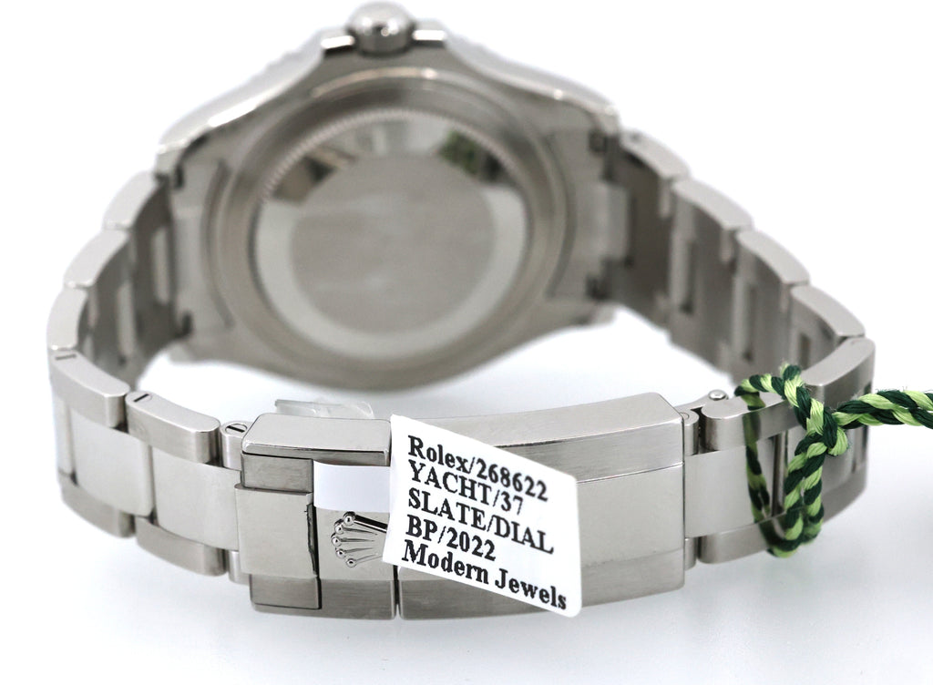 Pre-Owned Rolex Yacht-Master 268622 Rhodium Slate Gray Dial Platinum Bezel 37mm Watch, S16971