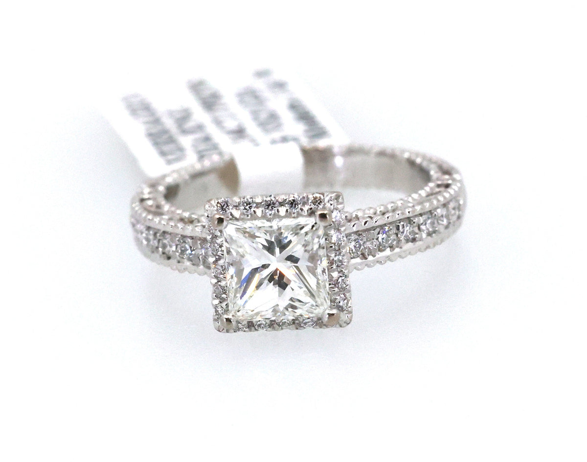 Verragio 1.14 CT TCW Princess Diamond Engagement Ring, Size 5, 4.6g, S109002