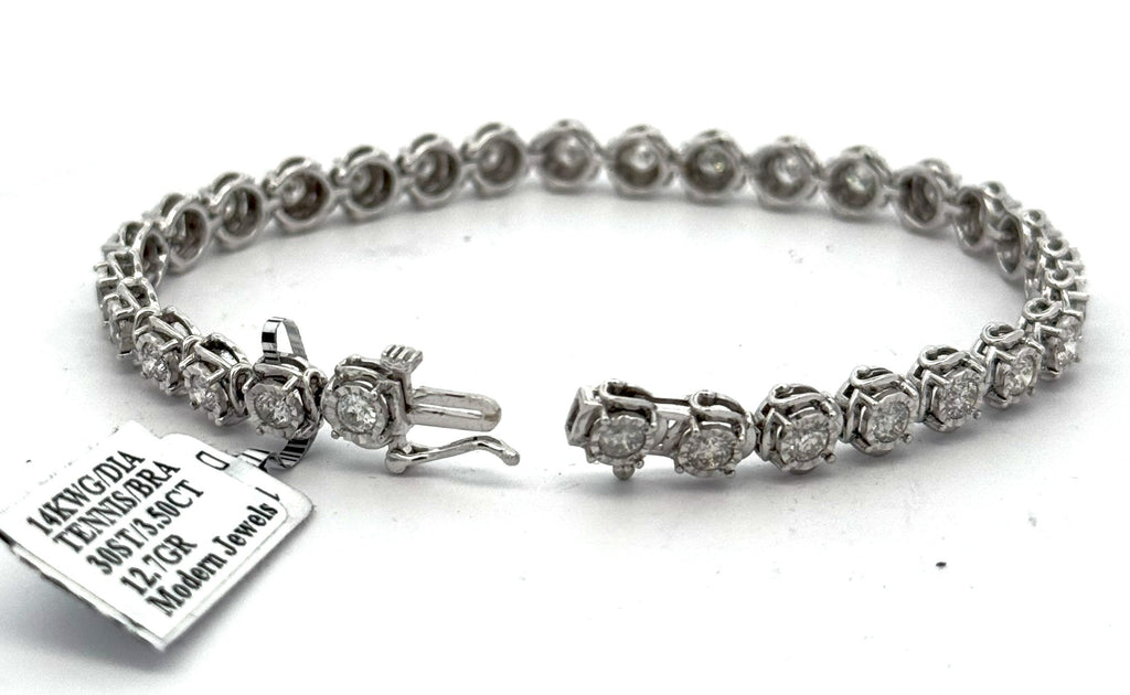 14k White Gold 3.25 CT Diamond Tennis Bracelet, S15470