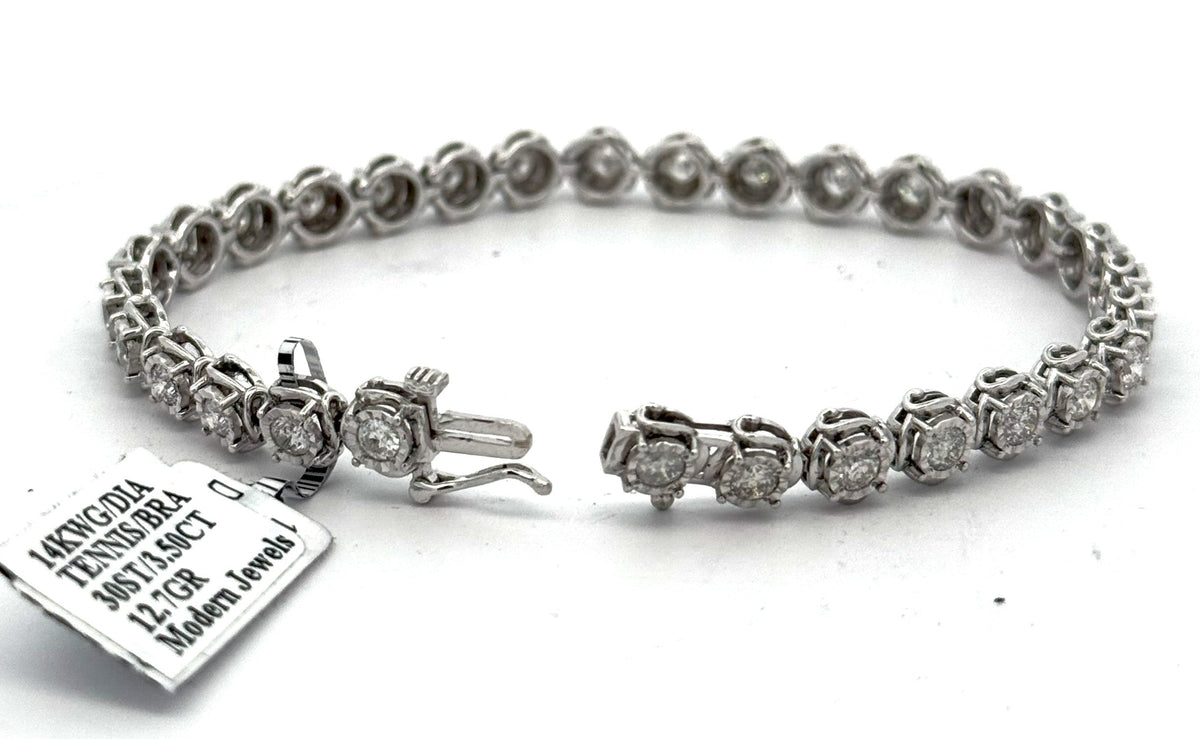 14k White Gold 3.25 CT Diamond Tennis Bracelet, S15470
