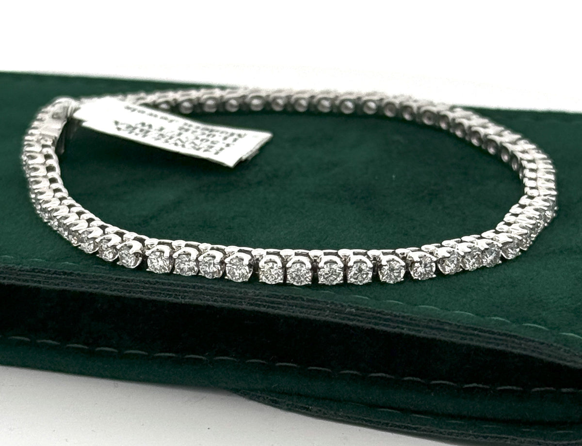 14k White Gold 3.50 CT Diamond Tennis Ladies Bracelet, 11.0g, 7", S15691