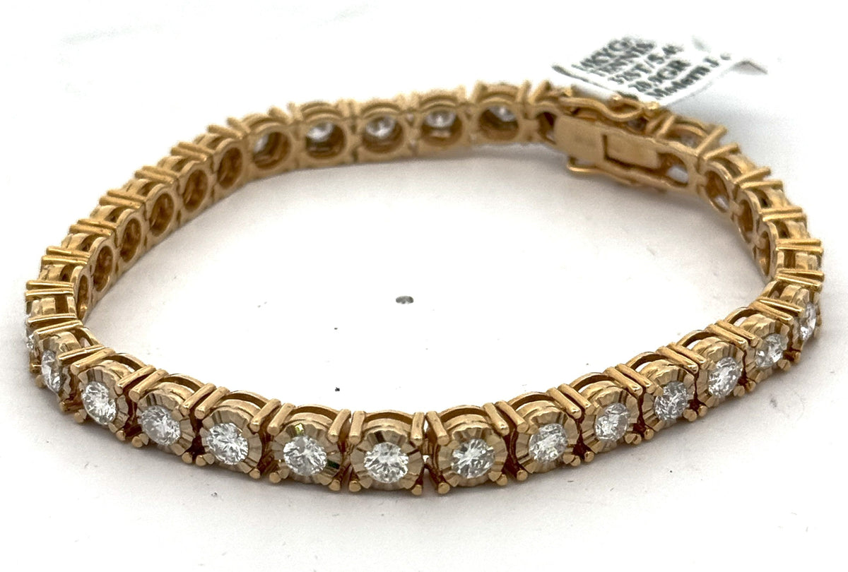 14k Yellow Gold 5.25 CT Diamond Tennis Ladies Bracelet, 20.9g, S107824