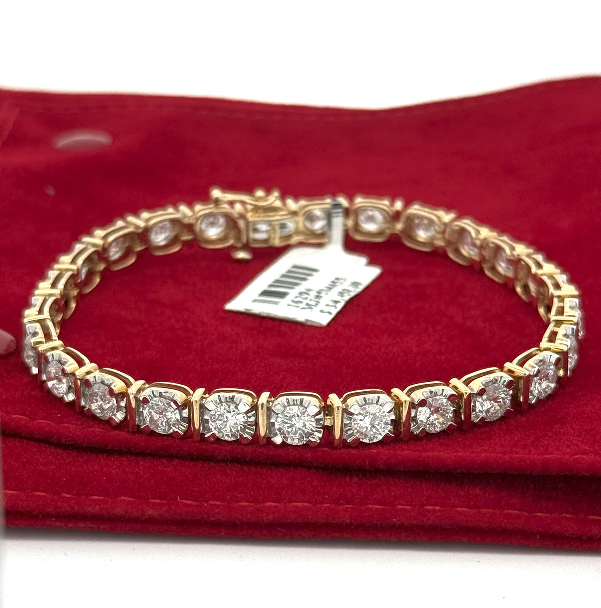 10k Yellow Gold 8.75 CT Diamond Tennis Bracelet, 16.2gm, 7.5", S16294