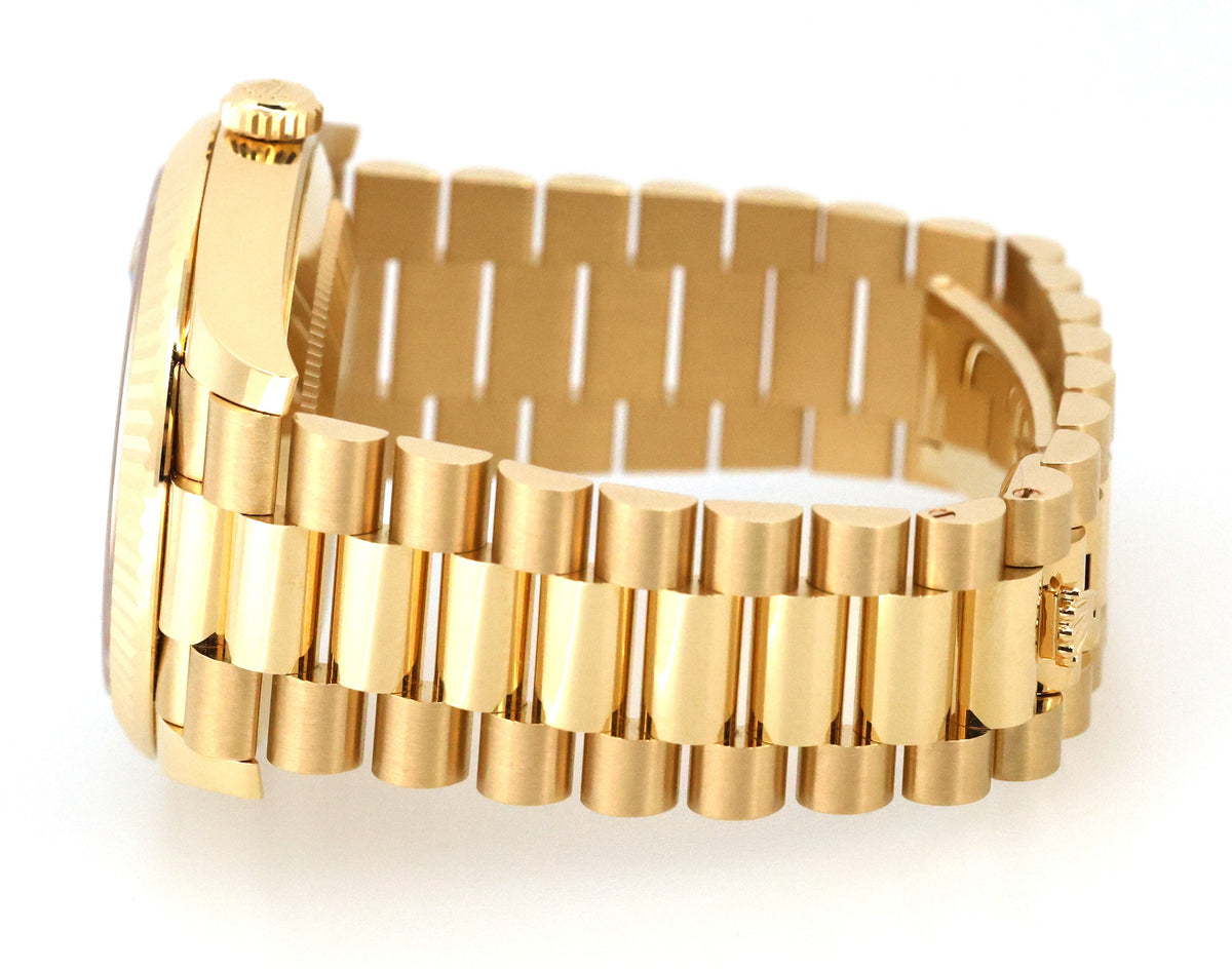 Rolex Men's Day Date President 40mm Yellow Gold Green Roman 228238, Brand New