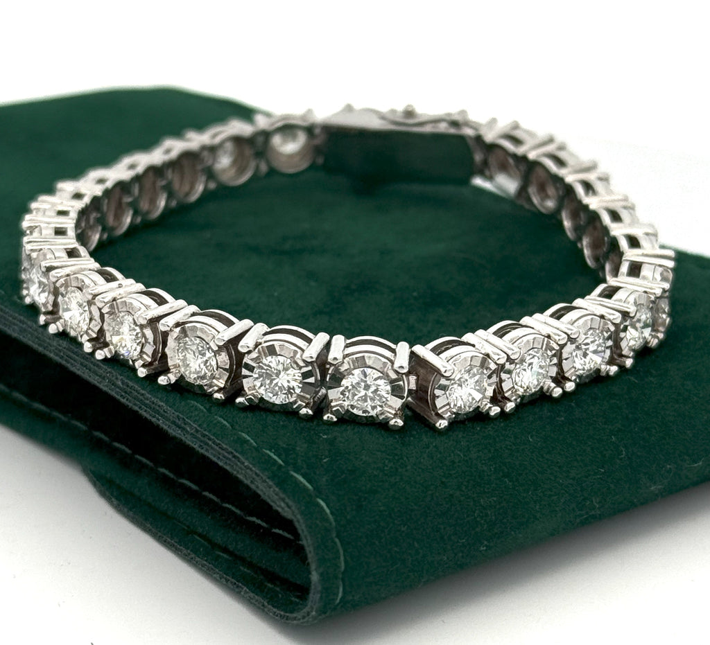 14k White Gold 8.00 CT Diamond Miracle Tennis Bracelet, 27.6g, 7", S14872