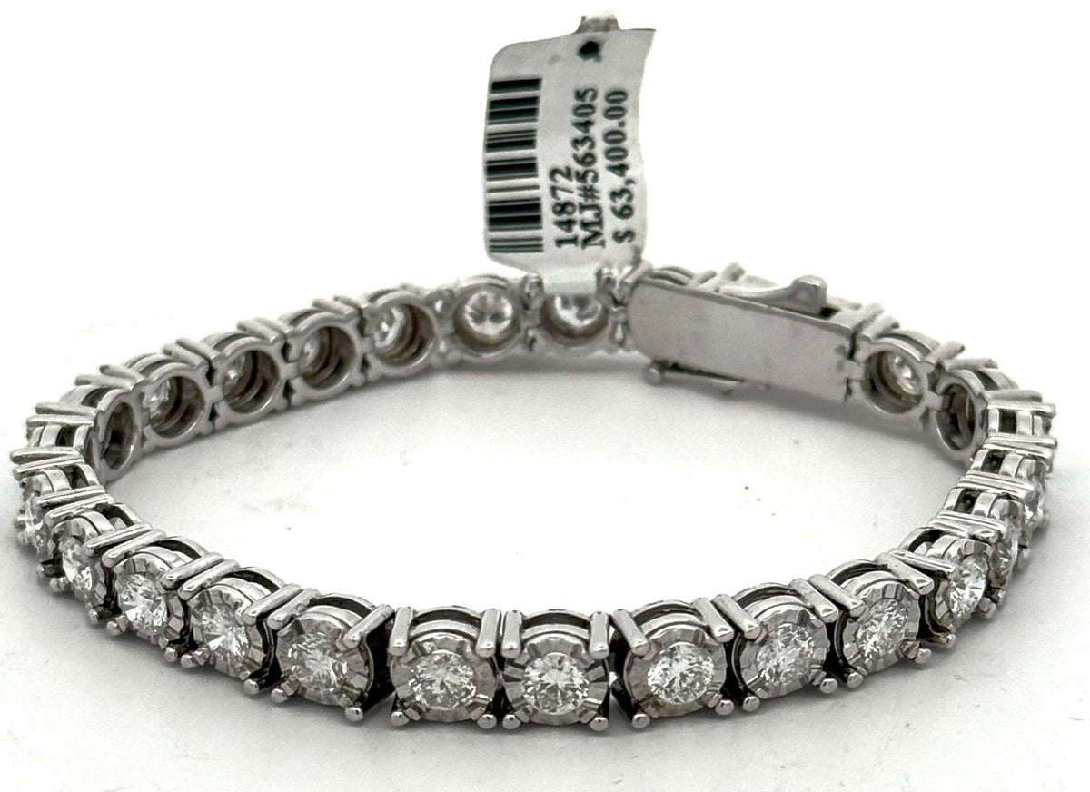 14k White Gold 8.00 CT Diamond Miracle Tennis Bracelet, 27.6g, 7", S14872
