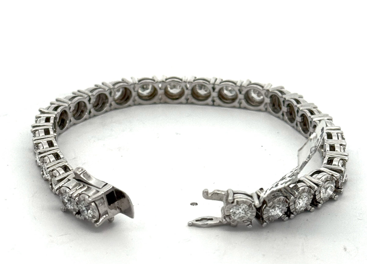 14k White Gold 8.00 CT Diamond Miracle Tennis Bracelet, 27.6g, 7", S14872