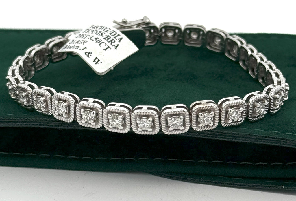 14k White Gold 3.50 Ct Diamond Tennis Bracelet, 20g, 7", S105331