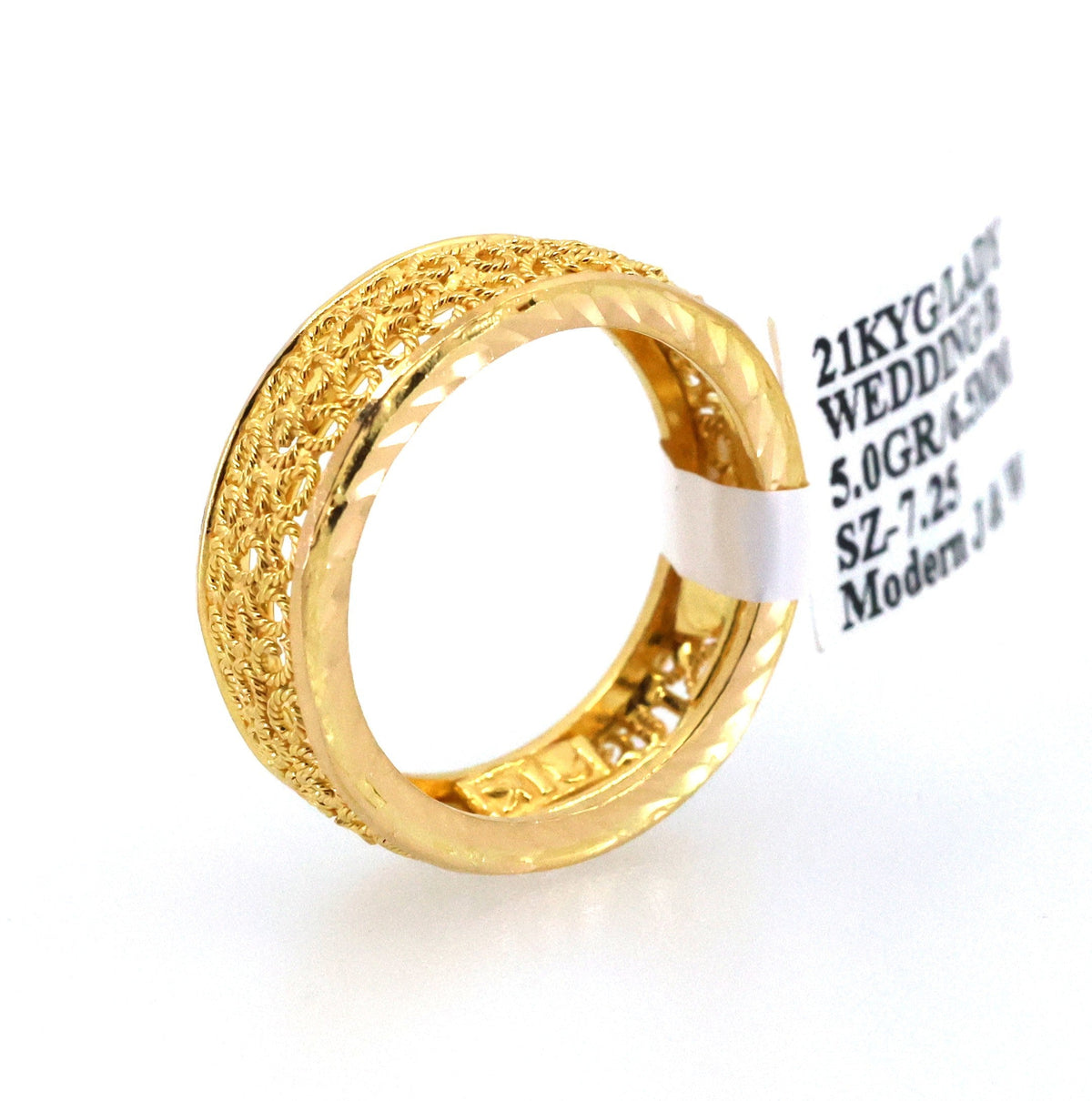 21k Yellow Gold Lady Wedding Band, 5.0gm, Size 7.25, S109048