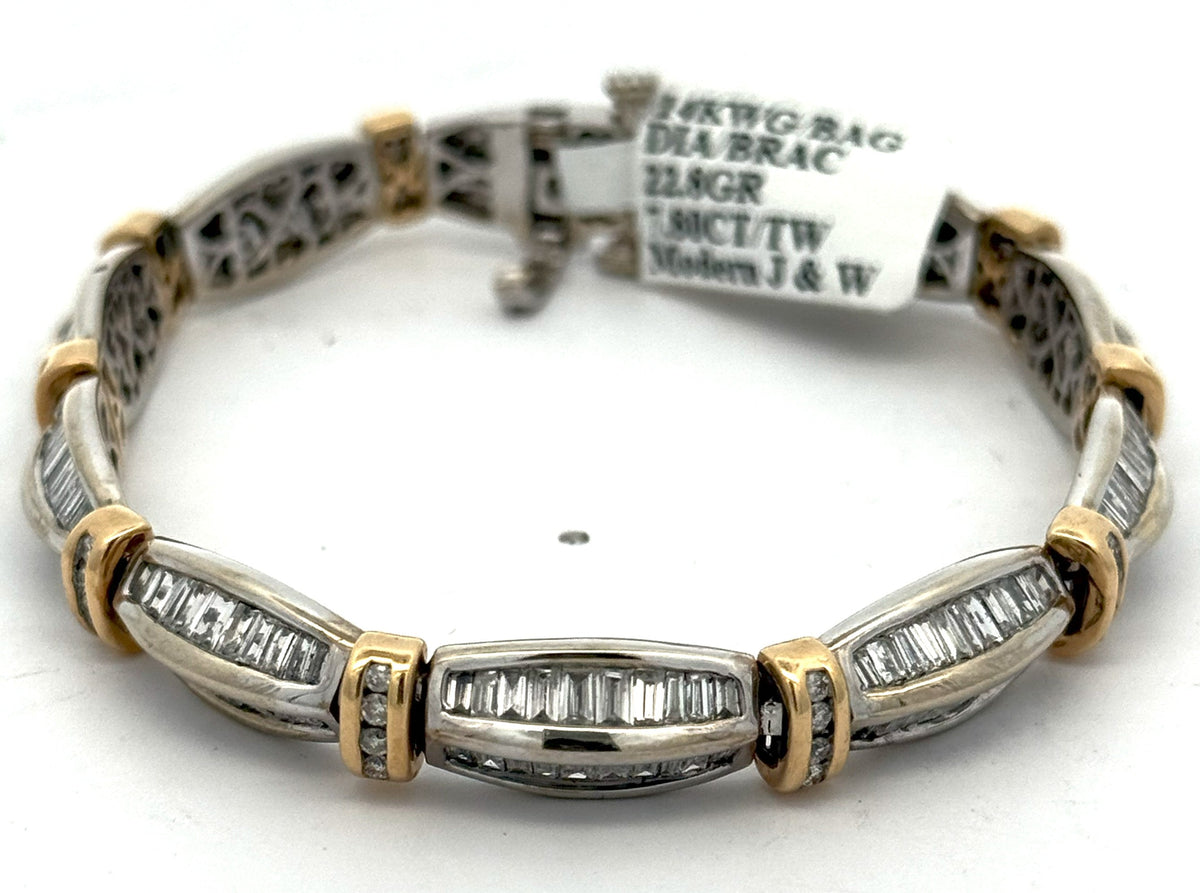 14k Two Tone Gold 7.80 CT Diamond Tennis Bracelet, 7.5", 22.8g, S100998