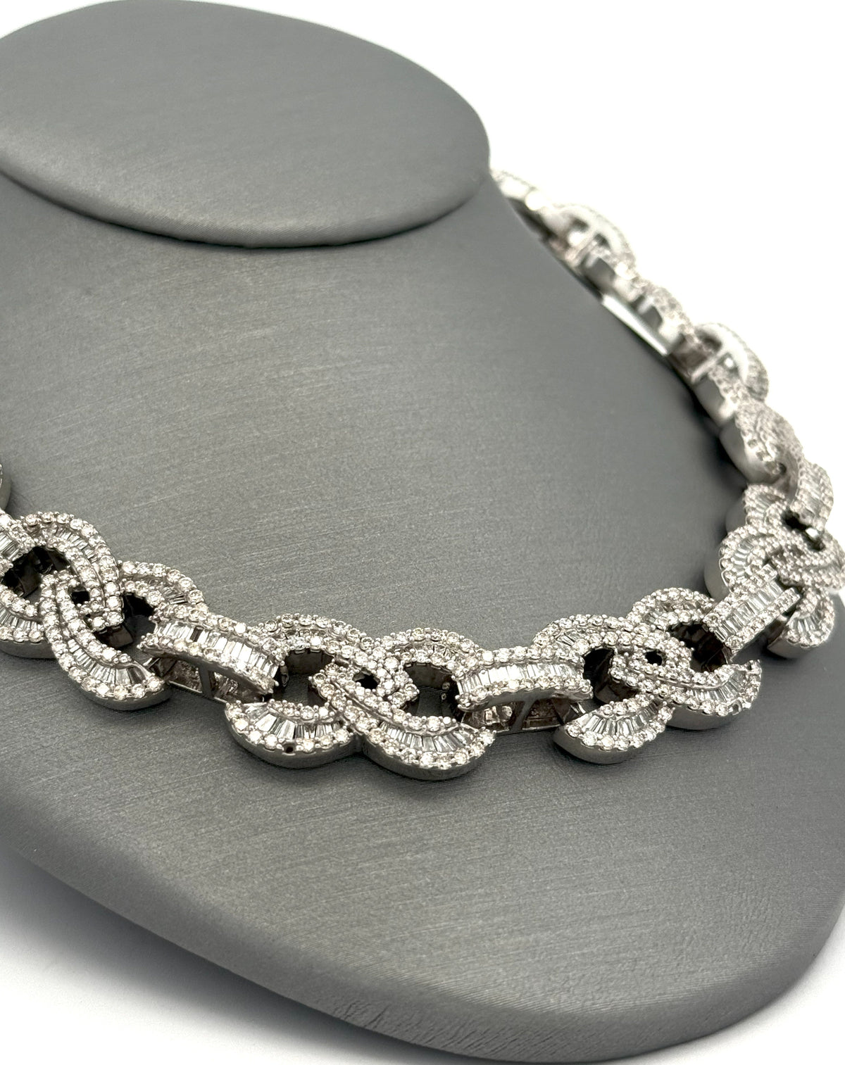 10k White Gold 34.75 CT Diamond Cuban Link Men's Necklace, 166.7g, 24", S108537