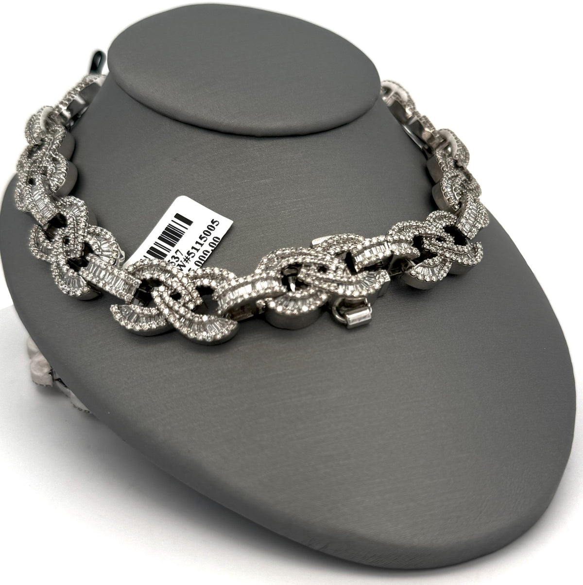 10k White Gold 34.75 CT Diamond Cuban Link Men's Necklace, 166.7g, 24", S108537