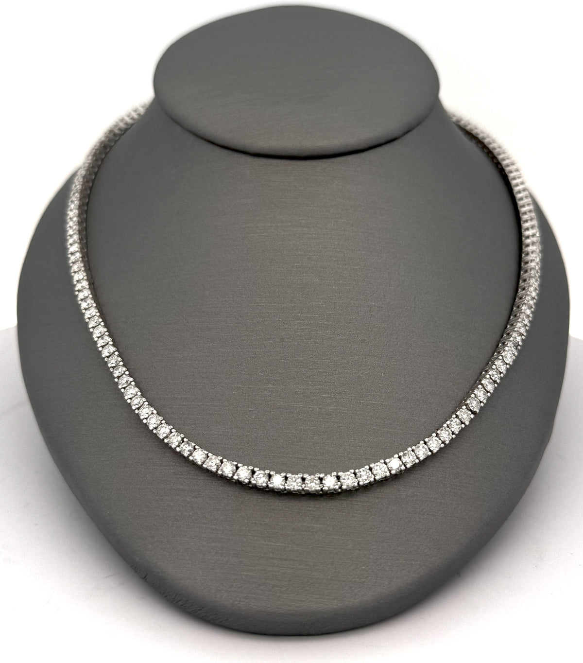 14k White Gold 10.0 CT Diamond Tennis Necklace, 25.7G, 21" S108536