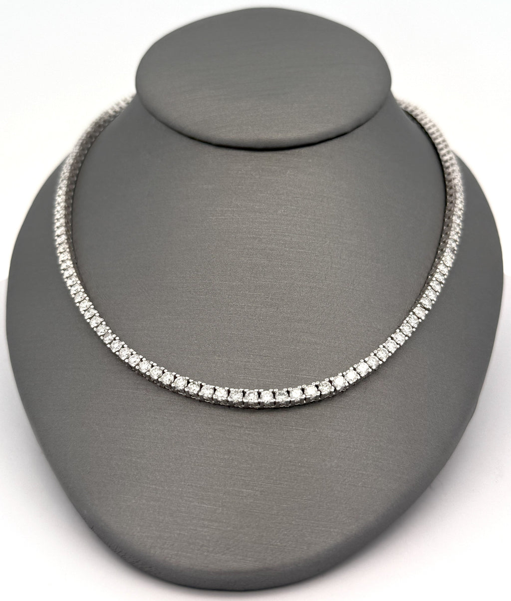 14k White Gold 10.0 CT Diamond Tennis Necklace, 25.7G, 21" S108536