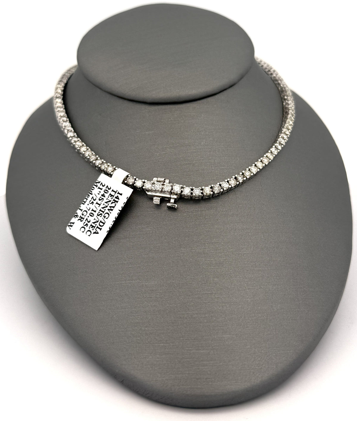 14k White Gold 10.0 CT Diamond Tennis Necklace, 25.7G, 21" S108536