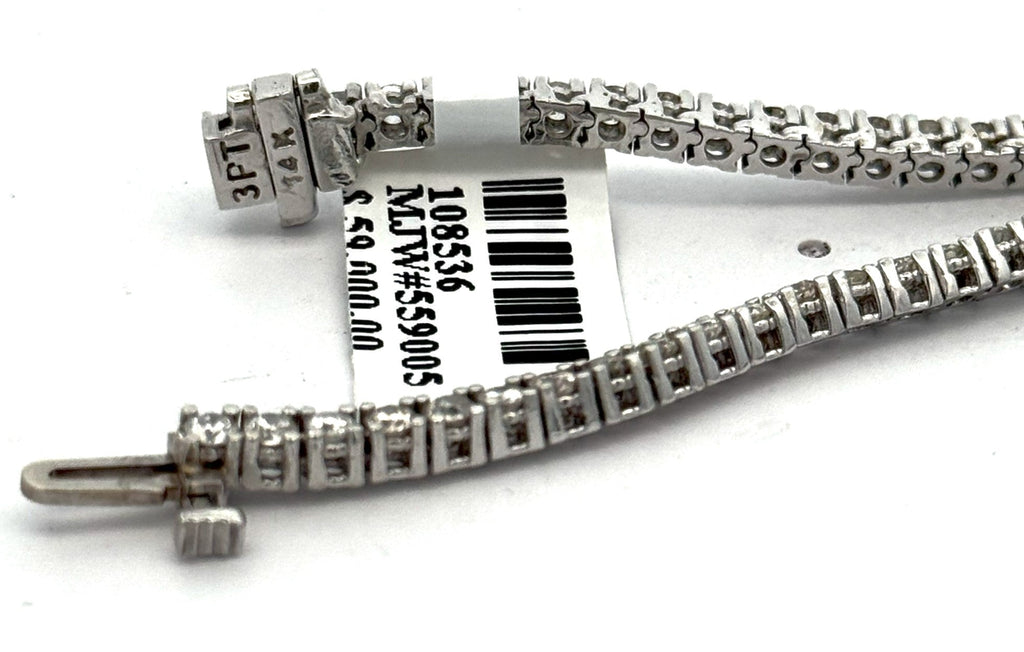 14k White Gold 10.0 CT Diamond Tennis Necklace, 25.7G, 21" S108536