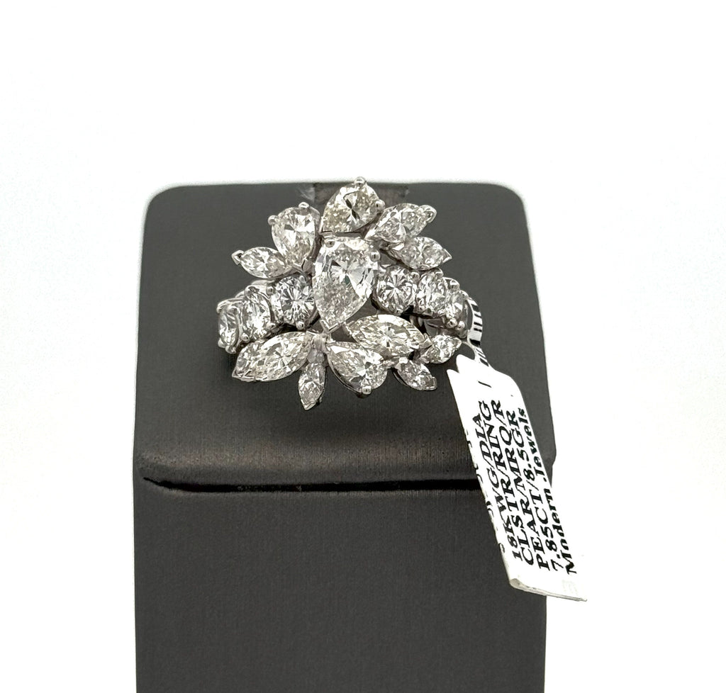 18K White Gold 7.60 CT Diamond Cluster Ladies Ring, S16653