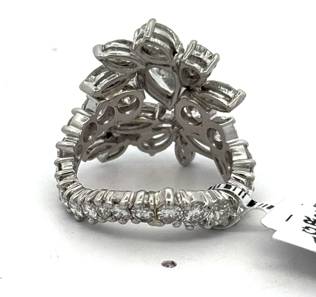 18K White Gold 7.60 CT Diamond Cluster Ladies Ring, S16653