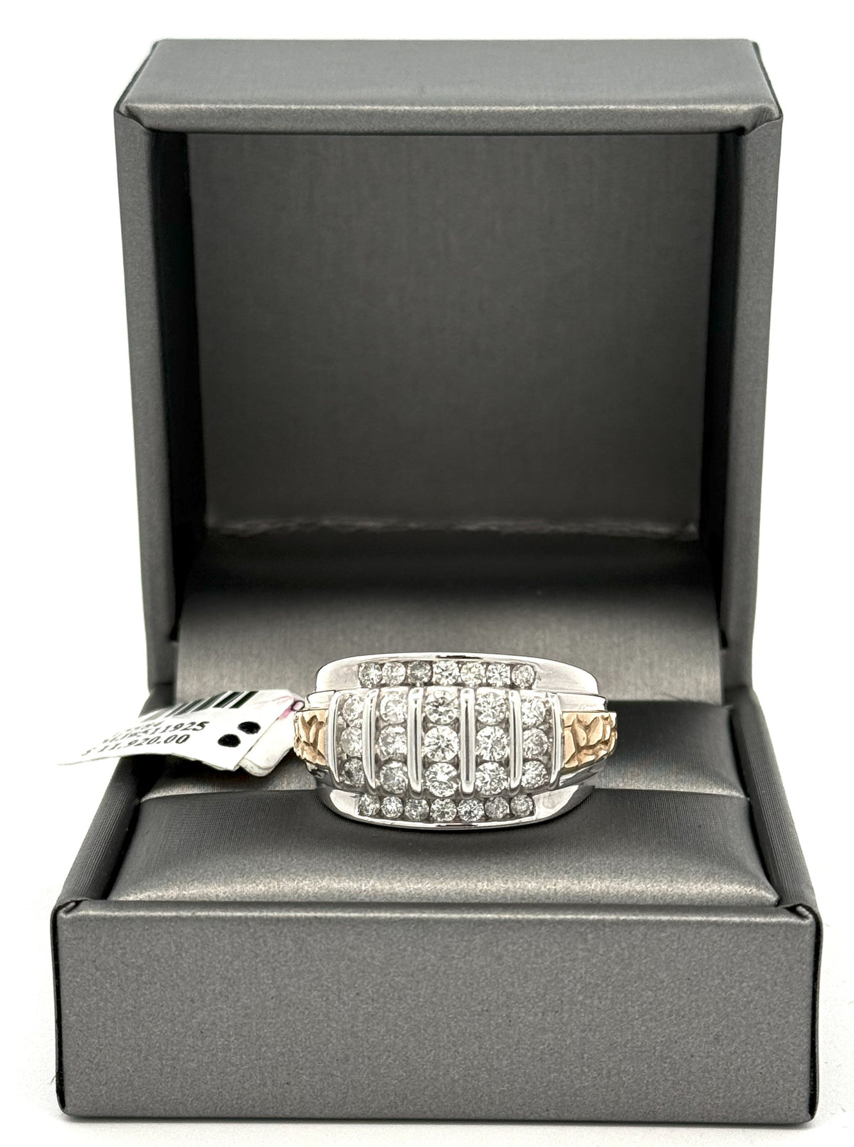 10k White Gold 2.00CT Diamond Men's Wedding Band, 11.3g, Size 9.75, S15884