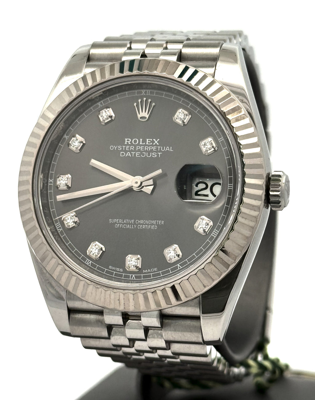 Pre-Owned Rolex Datejust 41mm Stainless Steel Watch 126334 Gold Fluted bezel
