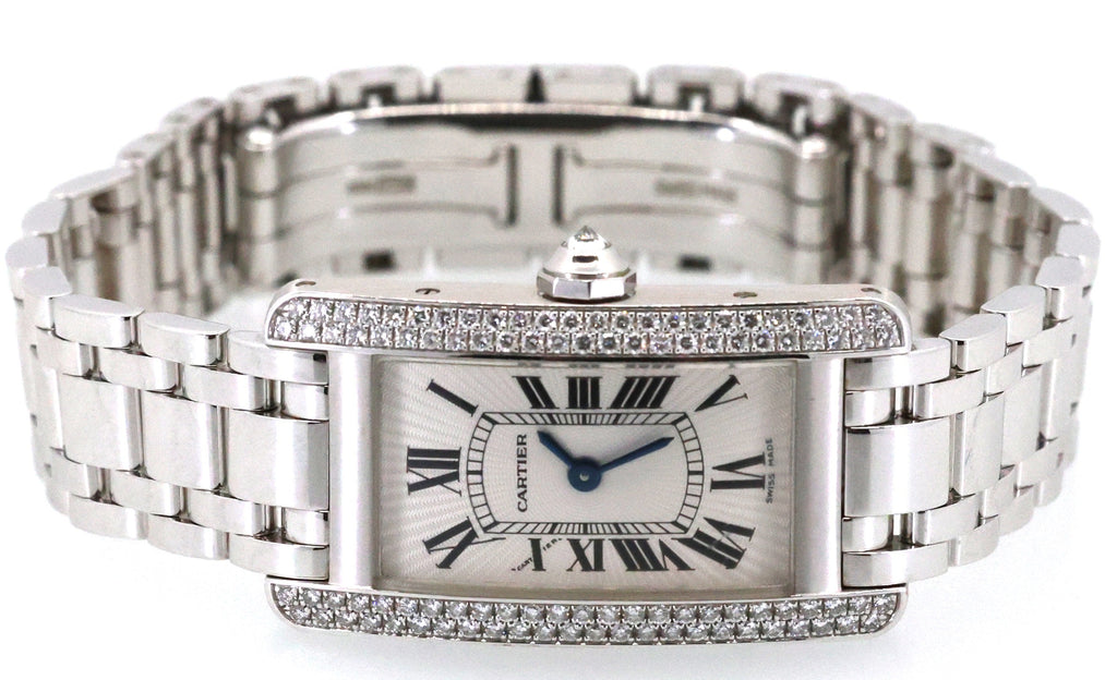 Cartier Tank Américaine Quartz 18kt White Gold Watch,WB7018L1, (Pre-owned), S109088