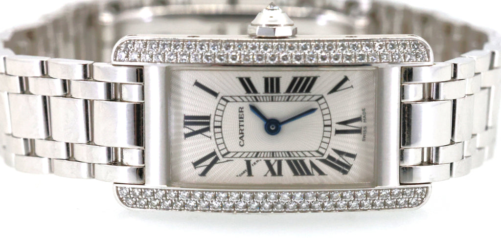 Cartier Tank Américaine Quartz 18kt White Gold Watch,WB7018L1, (Pre-owned), S109088