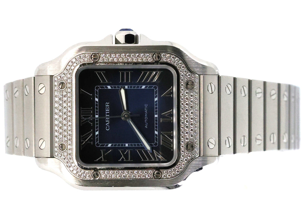 Cartier Santos 35mm W4SA0006 Original Diamond Bezel, Box / Card 2023 !S17078 (Pre-owned)