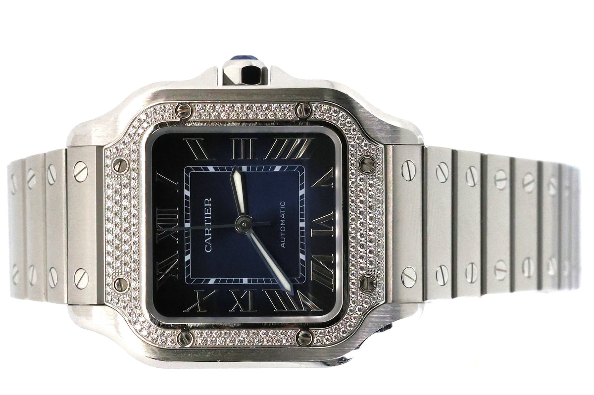 Cartier Santos 35mm W4SA0006 Original Diamond Bezel, Box / Card 2023 !S17078 (Pre-owned)