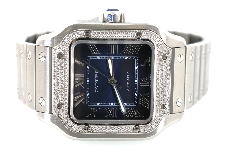 Cartier Santos 35mm W4SA0006 Original Diamond Bezel, Box / Card 2023 !S17078 (Pre-owned)