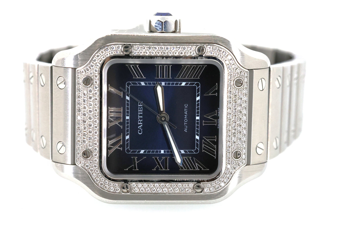 Cartier Santos 35mm W4SA0006 Original Diamond Bezel, Box / Card 2023 !S17078 (Pre-owned)