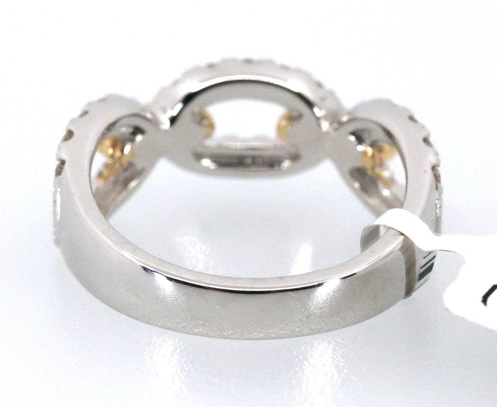 14k Yellow & White Gold 0.65 CT Diamond Wide Band Ladies Ring, 4.8gm, Size 7, S17084