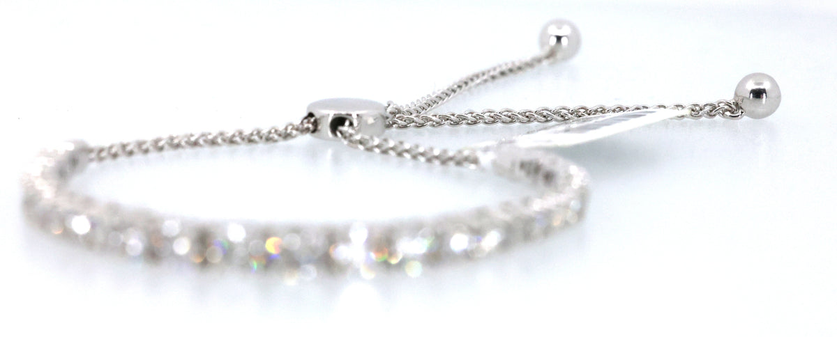 10k White Gold 3.50 CT Diamond Bolo Bracelet, 9.5g, S17081