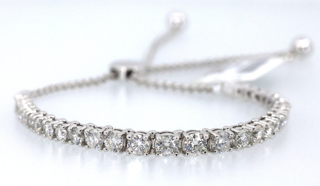 10k White Gold 3.50 CT Diamond Bolo Bracelet, 9.5g, S17081