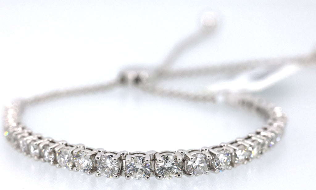 10k White Gold 3.50 CT Diamond Bolo Bracelet, 9.5g, S17081