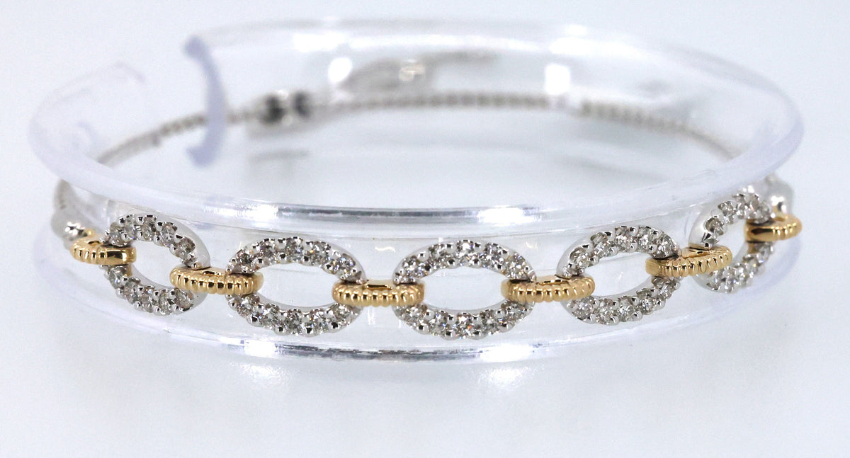 10k White & Yellow Gold 1.00 CT Diamond Bolo Bracelet, 7.2g, S17082