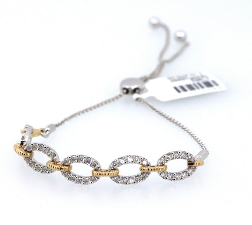 10k White & Yellow Gold 1.00 CT Diamond Bolo Bracelet, 7.2g, S17082