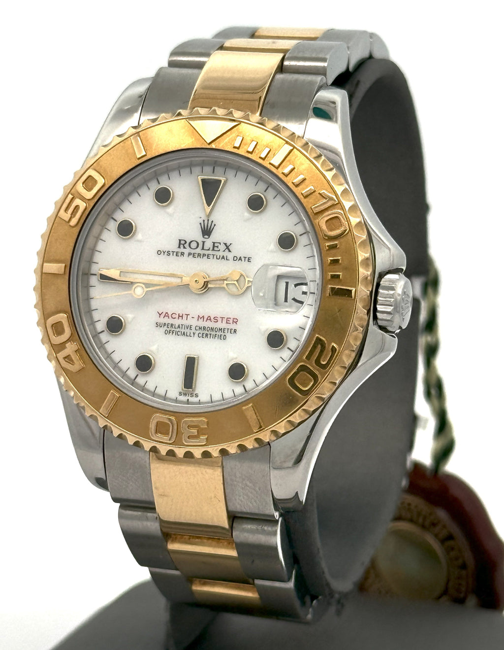 Pre-Owned Rolex Yacht-Master 168623 White Dial Two-Tone 35mm Midsize Watch, S105809