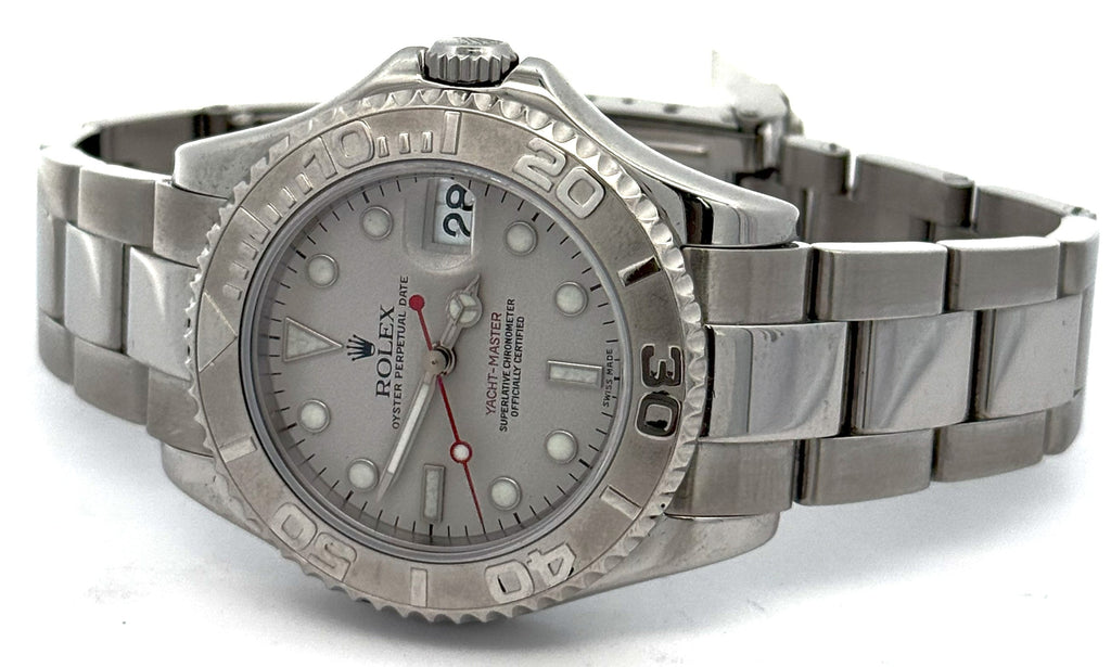 Pre-Owned Rolex Yacht-Master 168622 Platinum Steel 35mm Midsize Watch, S15051