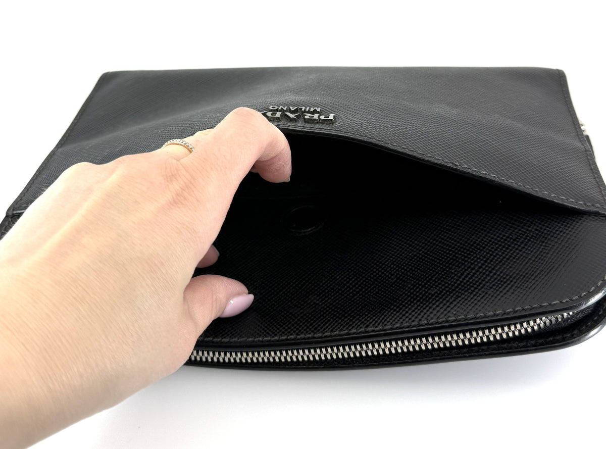 Prada clutch bag leather