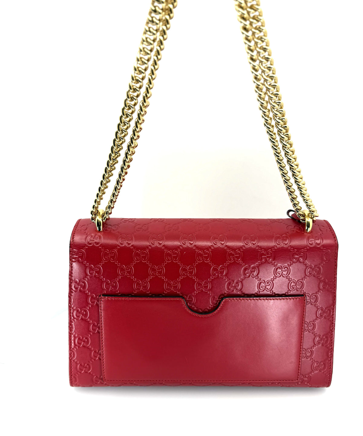 Gucci Guccissima Medium Padlock Shoulder Bag Hibiscus Red  (Pre-owned)