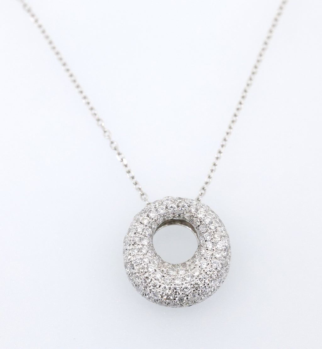 14k White Gold 2.25CT Doughnut Necklace 6.5g, S17107