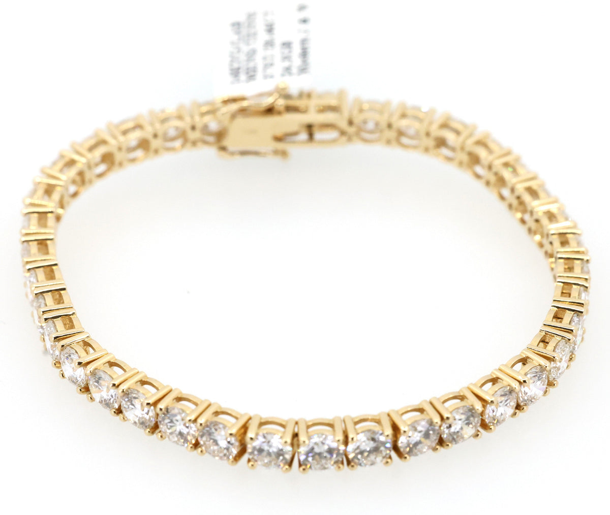 14k Yellow Gold 20.46CT Lab Diamond Tennis Bracelet 24.3g, 8", S109122
