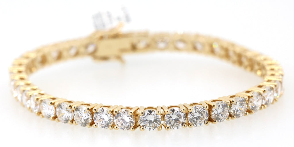 14k Yellow Gold 20.46CT Lab Diamond Tennis Bracelet 24.3g, 8", S109122