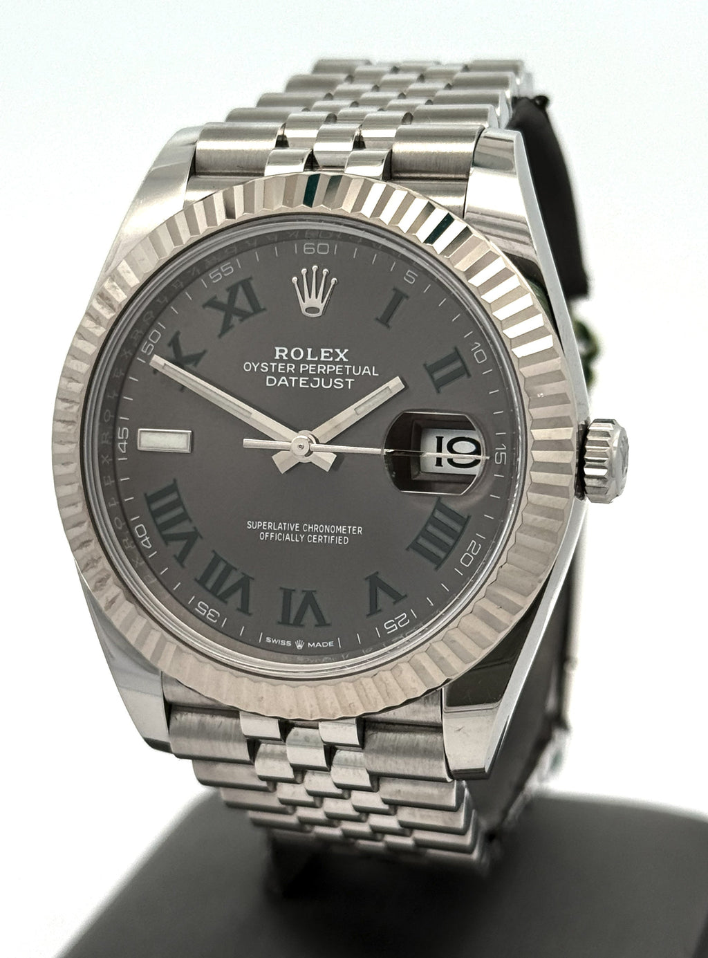 Pre-Owned Rolex Datejust 41mm Stainless Steel Watch 126334 Gold Fluted bezel S16463