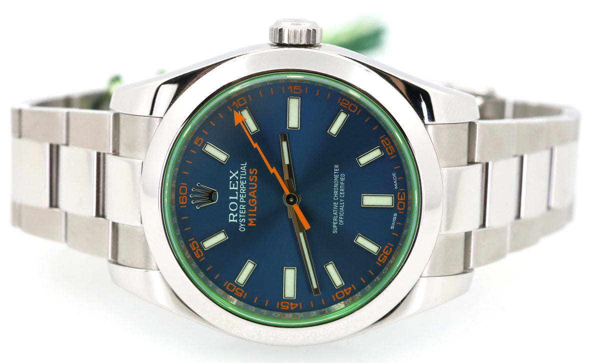 Pre-owned Rolex Milgauss 40mm Blue Dial Men's Watch 116400GV, S109126
