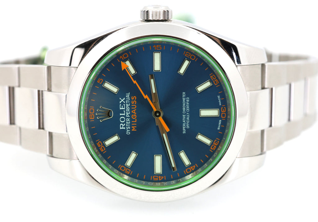 Pre-owned Rolex Milgauss 40mm Blue Dial Men's Watch 116400GV, S109126