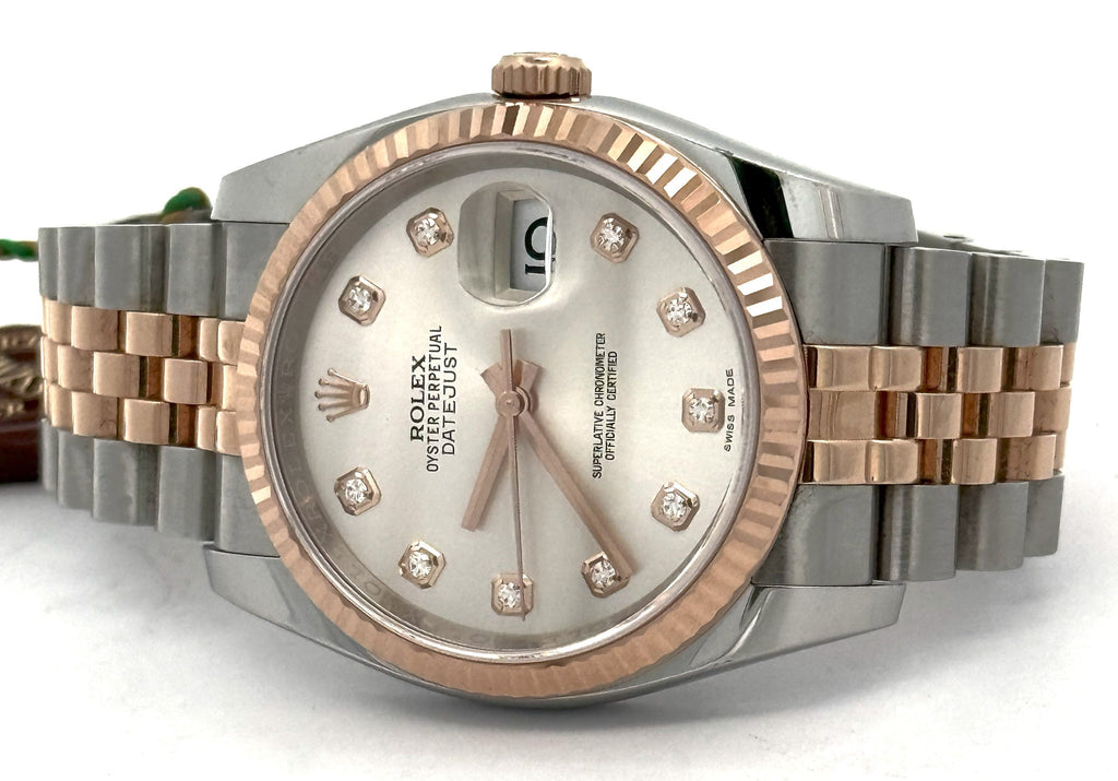 Pre-owned Rolex Datejust 36mm Sand Dust Dial - 116231 - Rose Gold/Steel S108296