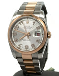 Pre-owned Rolex Datejust 36mm Silver Dial - 116201 - Rose Gold/Steel S105782