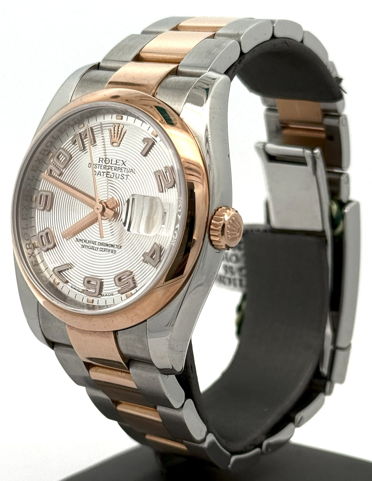 Pre-owned Rolex Datejust 36mm Silver Dial - 116201 - Rose Gold/Steel S105782