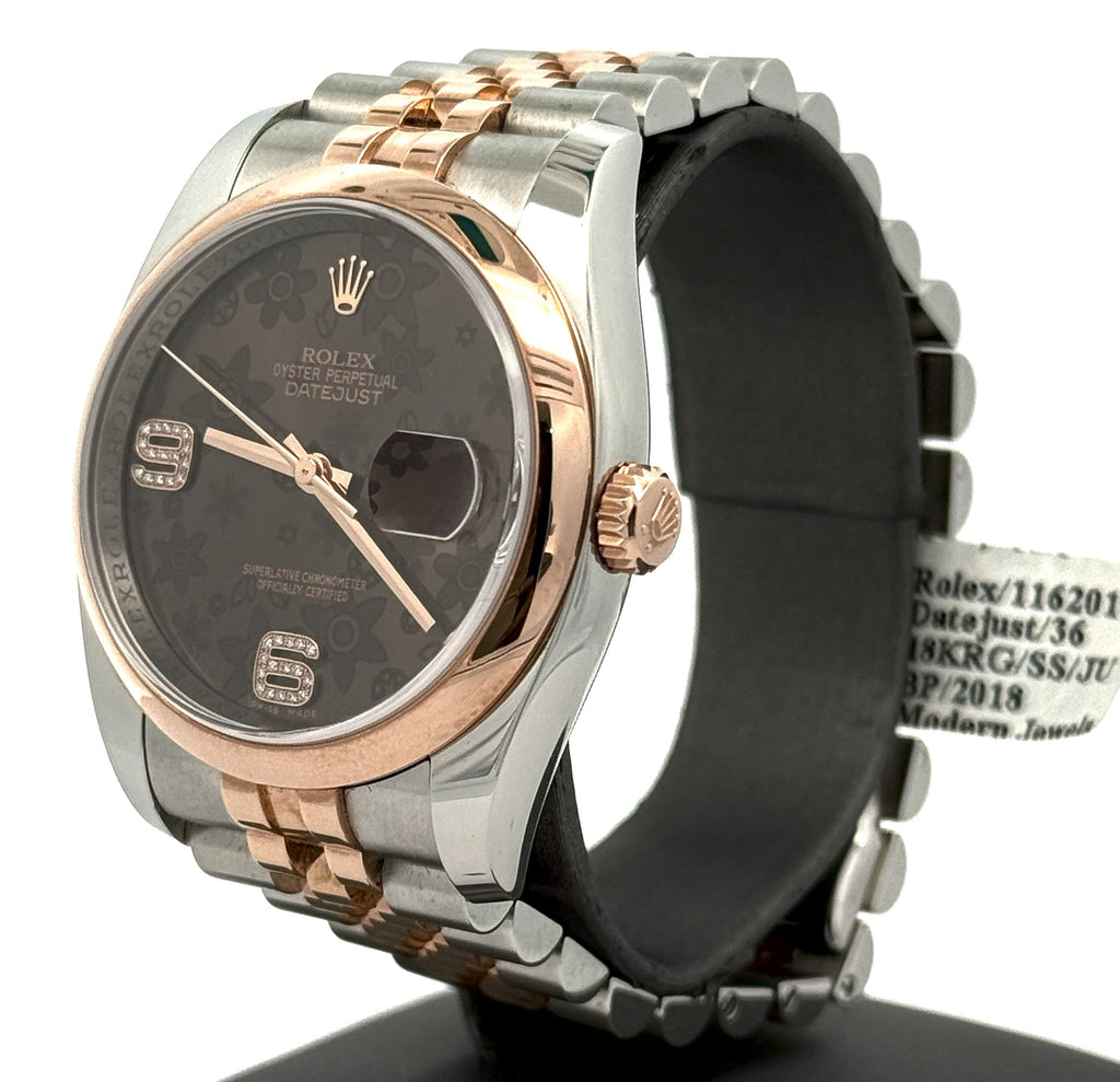 Pre-owned Rolex Datejust 36mm Chocolate Brown Dial - 116201 - Rose Gold/Steel S15719